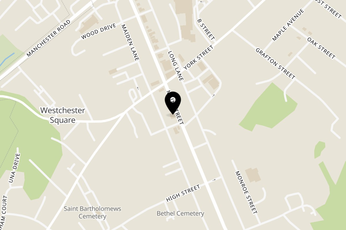 Map showing the location of Dutch Corner Restaurant on 3154 Main St in Manchester
